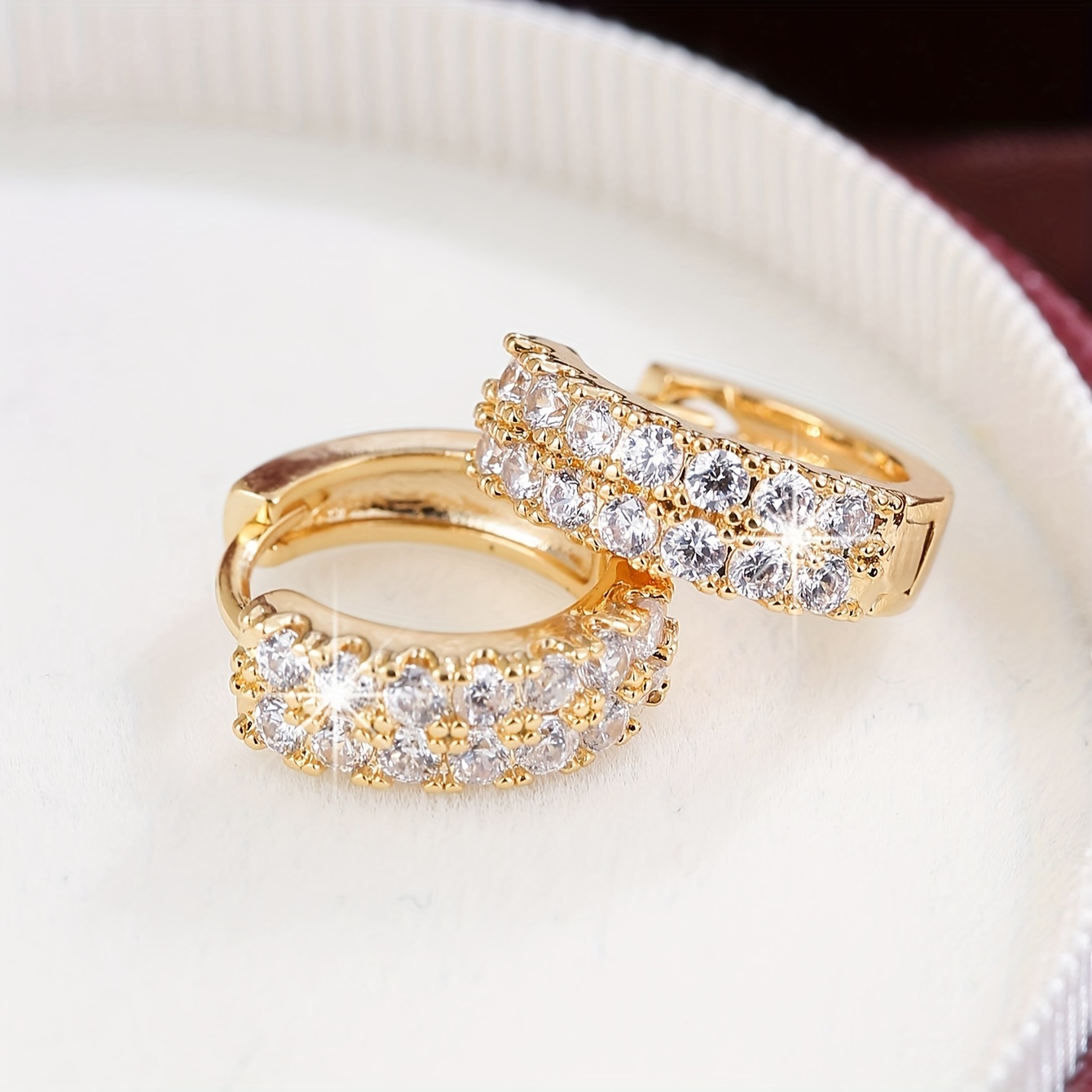 Rose Gold CZ Hoop Earrings for Women